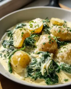 Cremige Spinatkartoffeln mit Käse-Sahne-Soße