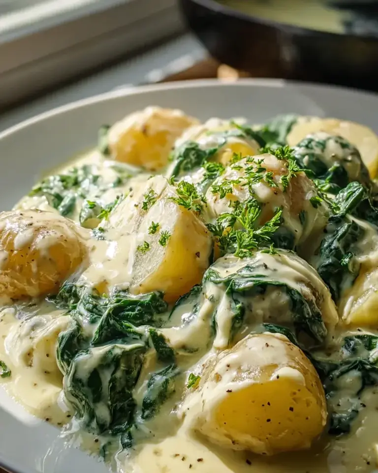 Spinatkartoffeln mit Käsesahnesoße