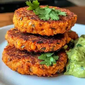 Knusprige Süßkartoffel- und rote Linsen-Patties