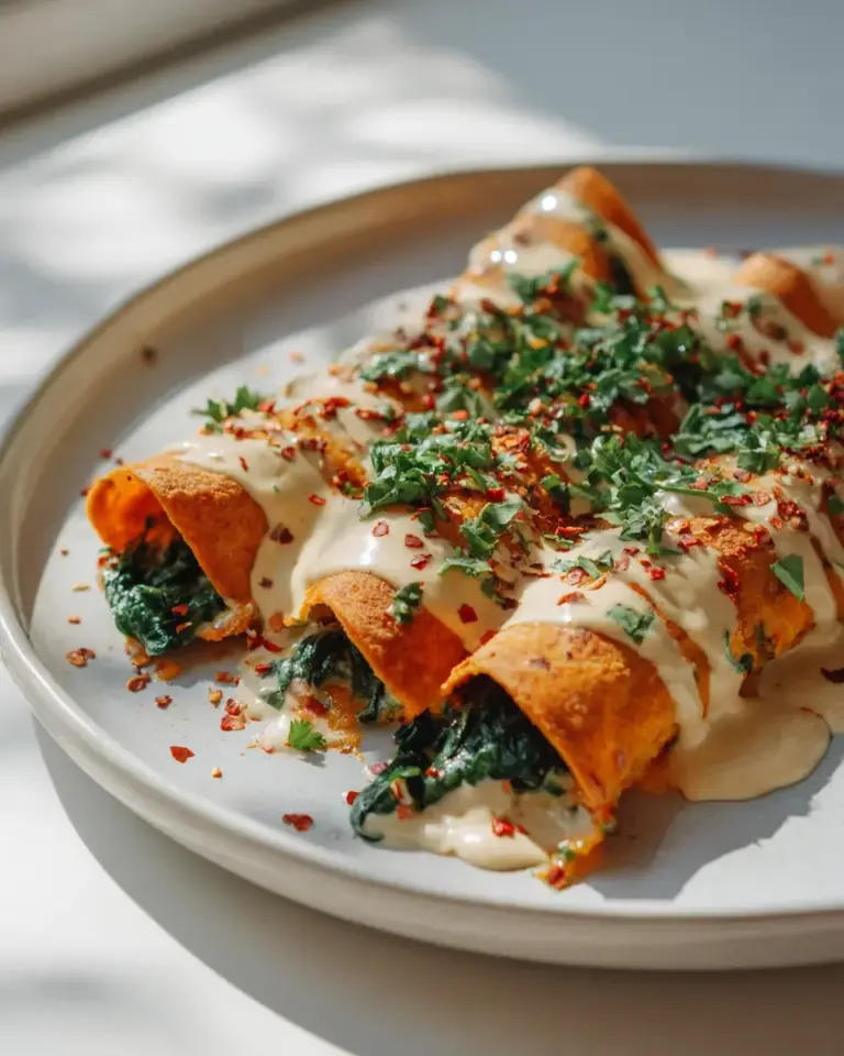 Süßkartoffel Spinat Enchiladas vegan