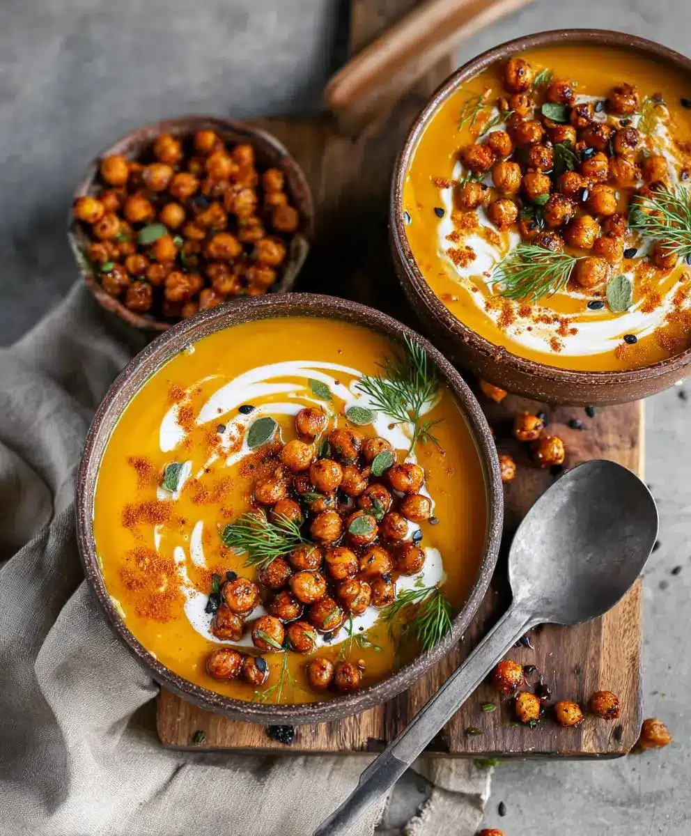 Vegane Kürbissuppe Kichererbsen Rezept