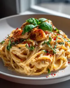 Vegane ‘Shrimp’ Marry Me Pasta mit Cashew-Creme