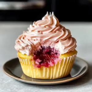 Zitronen- und Himbeermuffins mit Swiss Meringue Buttercream