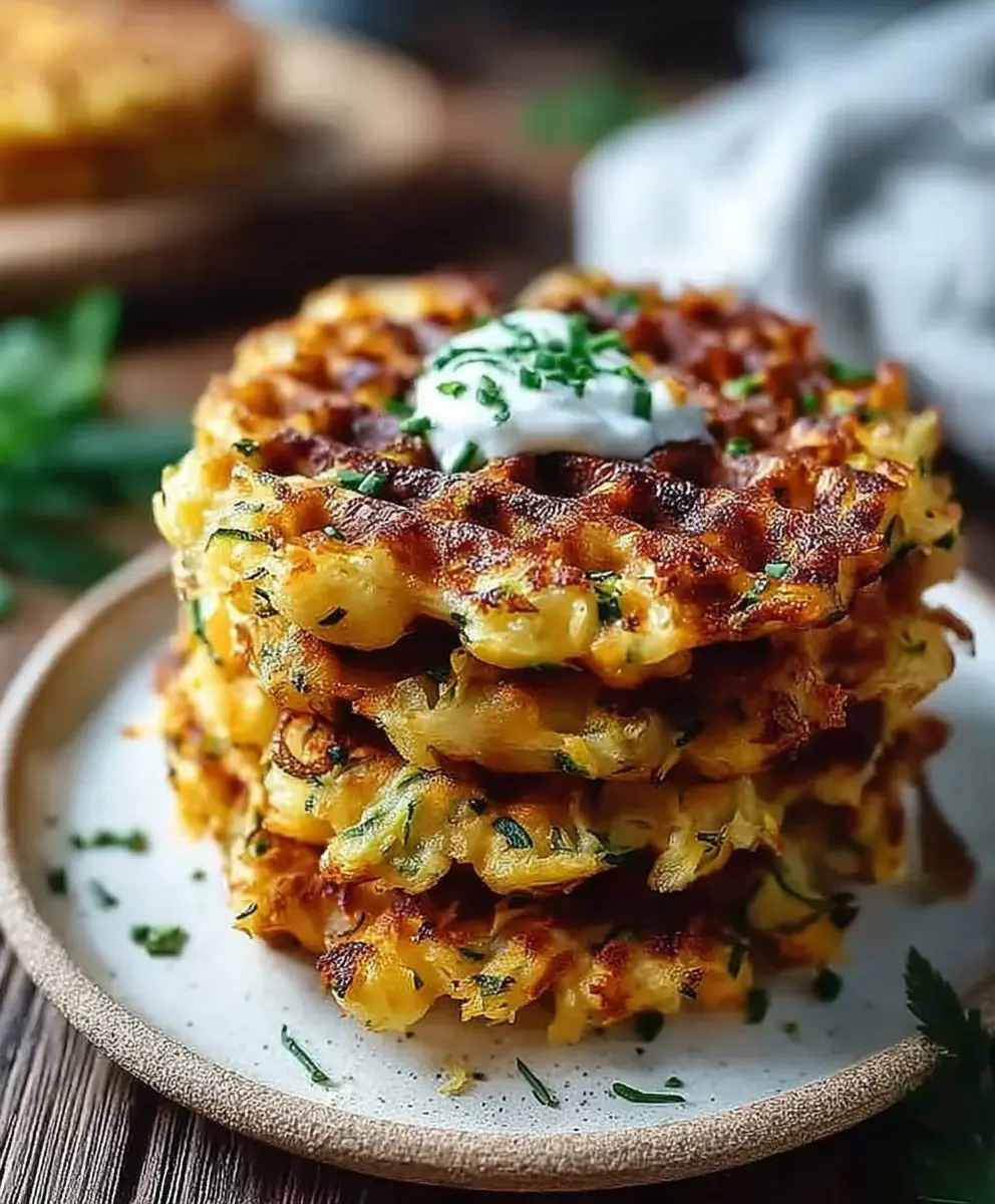 Zucchiniwaffeln mit Cheddar Rezept
