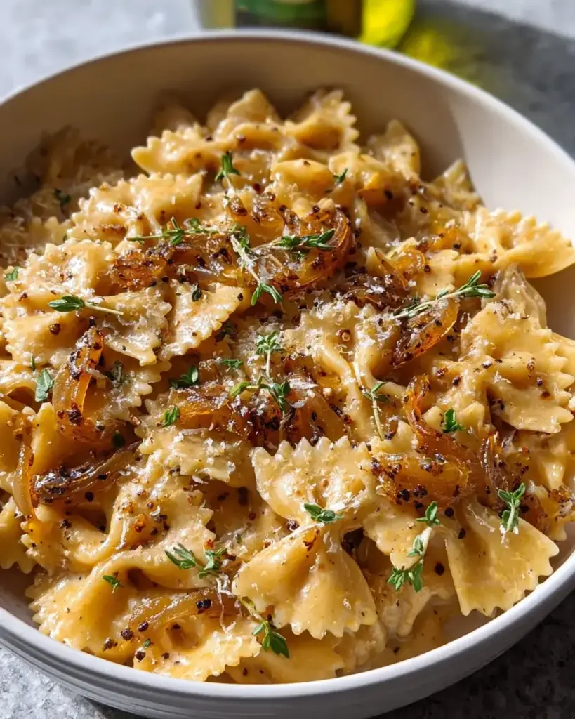 cremige one pot pasta mit zwiebeln