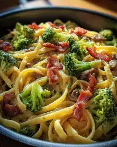 Cremige Pastapfanne mit Brokkoli und Beef Bacon