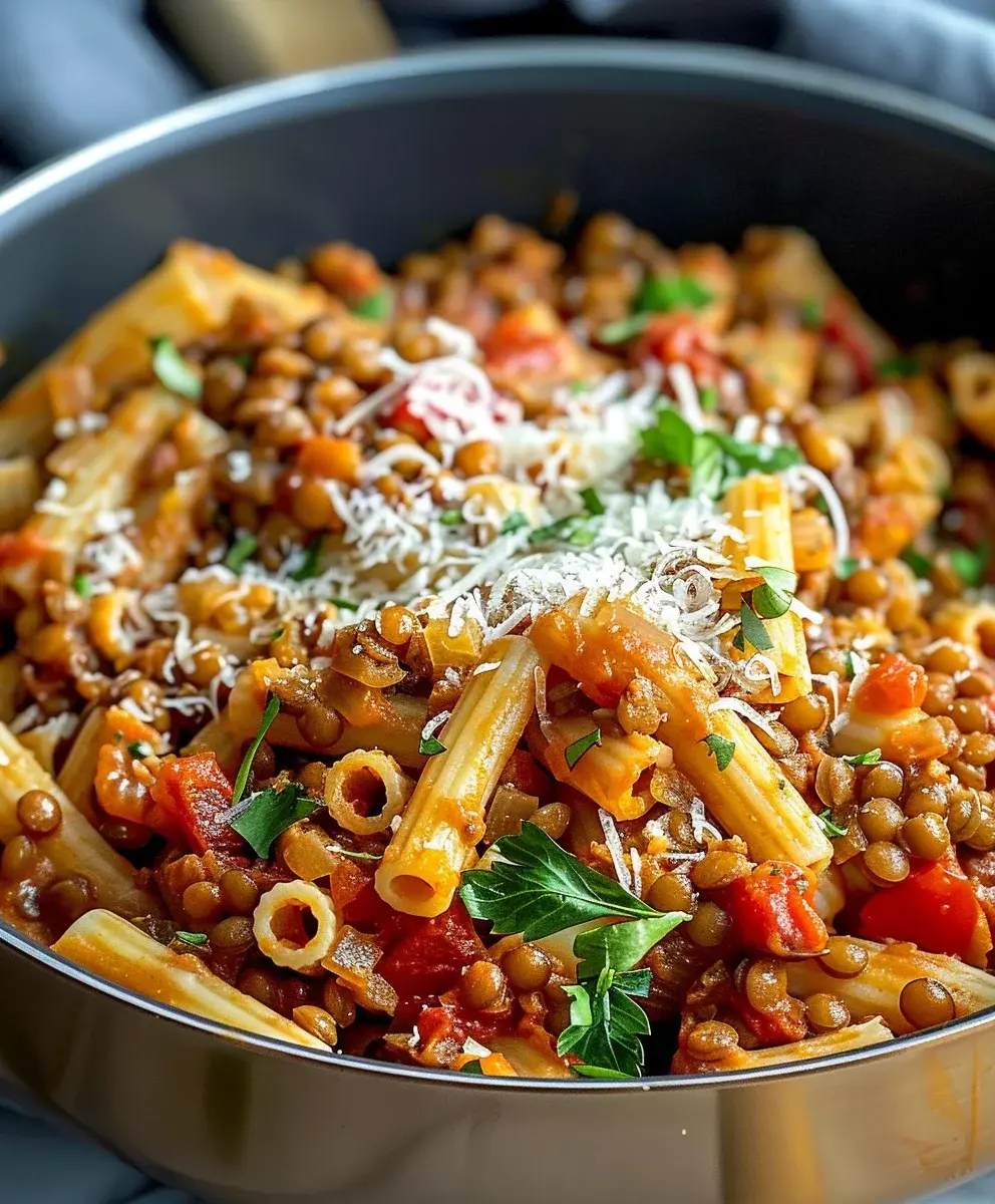 einfache one pot pasta mit linsen
