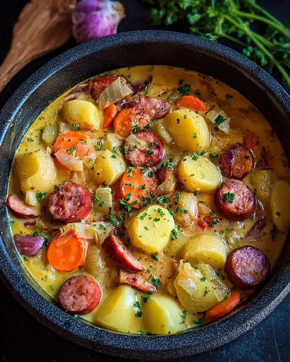 Eintopf mit Kartoffeln und Würstchen Rezept