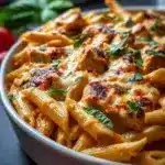 gebackenes hähnchen mozzarella pasta rezept