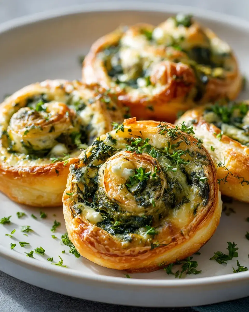 gefüllte blätterteig schnecken spinat käse