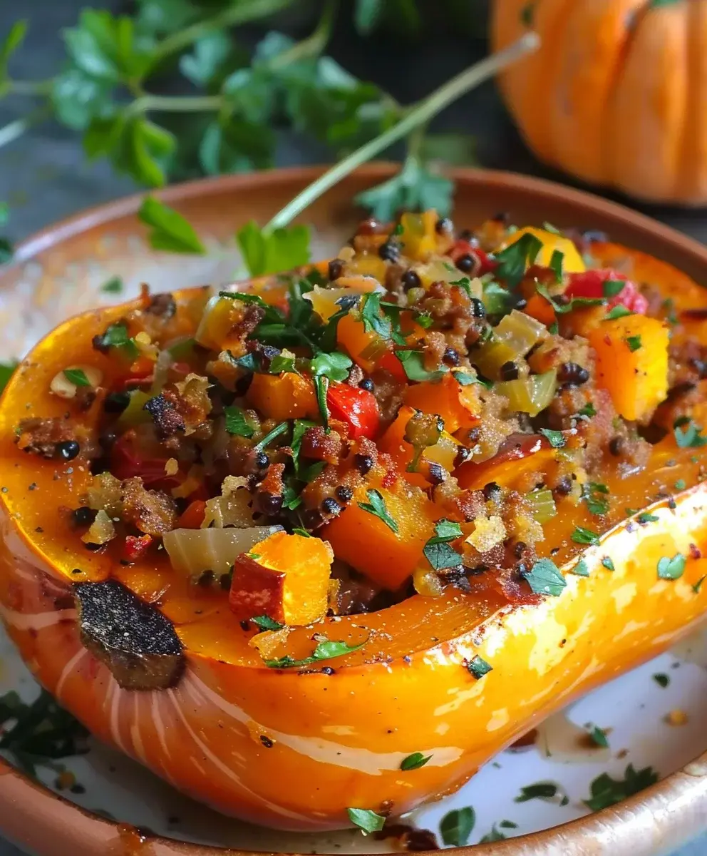 gefüllter butternusskürbis low carb vegan
