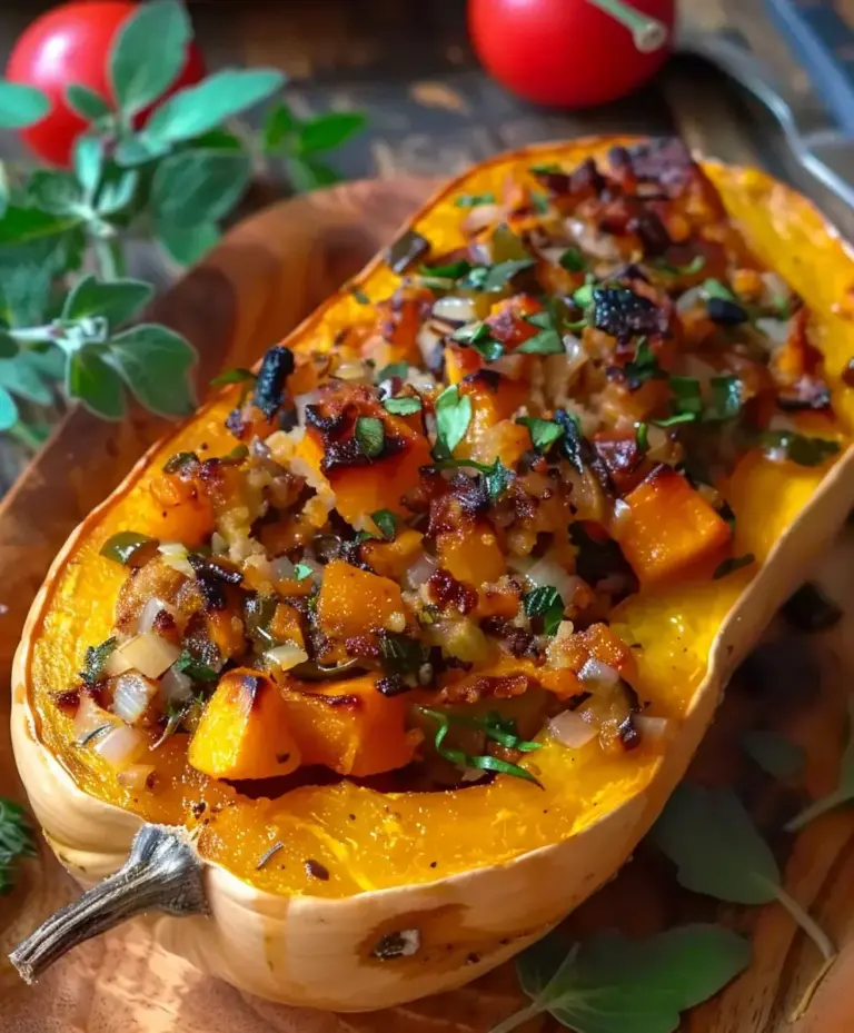 gefüllter butternusskürbis low carb vegan