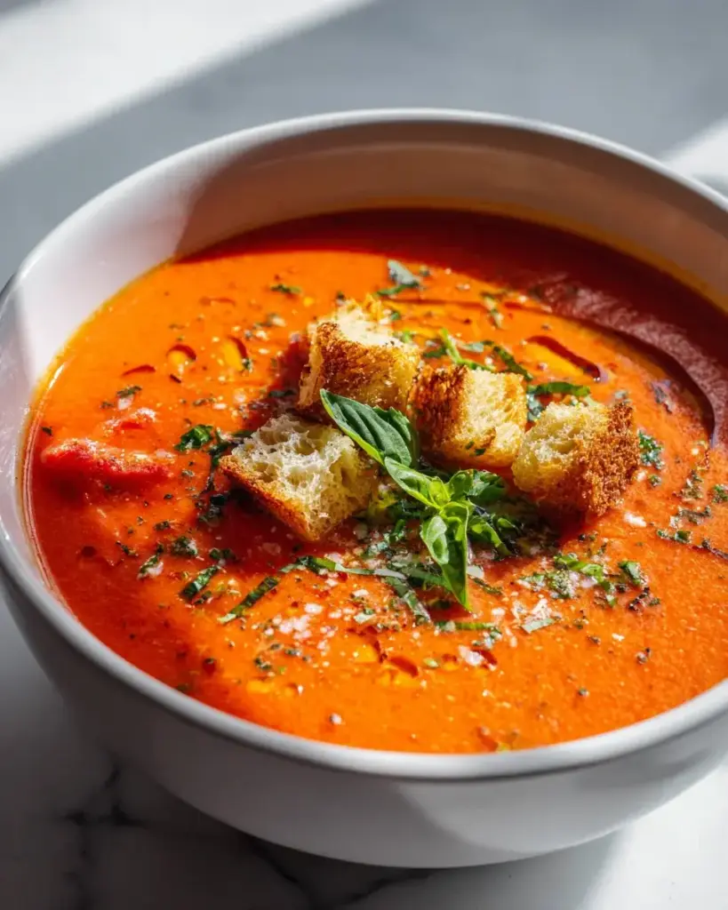 geröstete tomatensuppe mit knoblauch