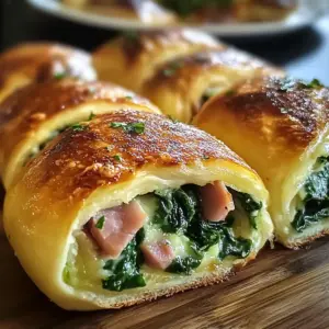 Herzhafte Spinat Schinken Frühstücksrollen