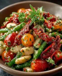 Marinierter Bohnensalat mit getrockneten Tomaten