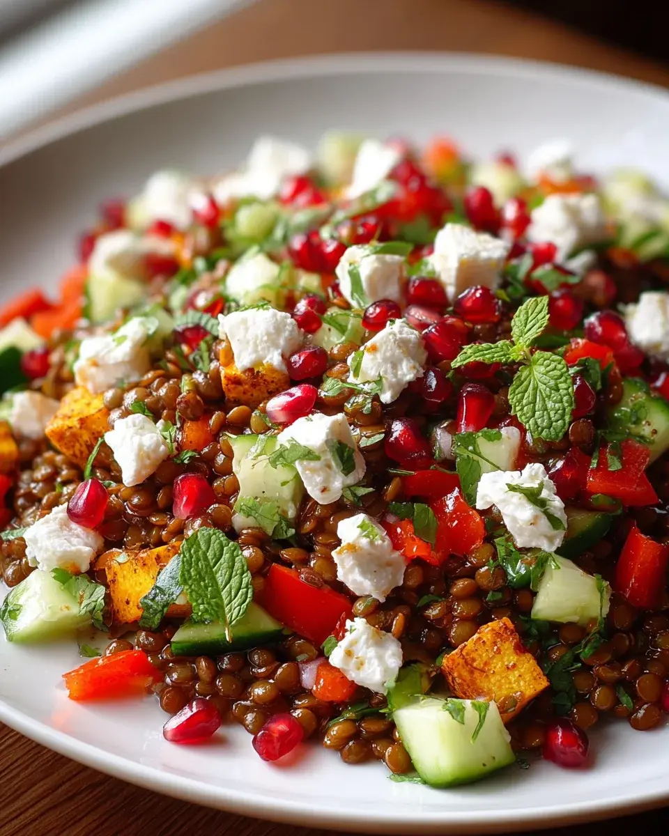 orientalischer linsensalat feta