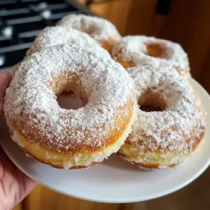 Gebackene Sauerteig-Restmehl-Puderzucker-Donuts