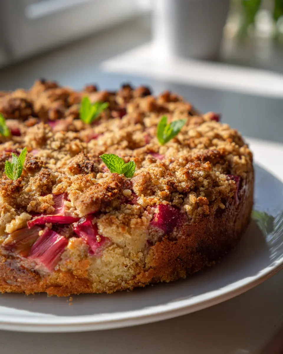 veganer Rhabarberkuchen mit Streuseln