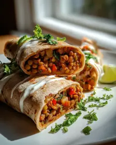 Herzhafte Vegetarische Burritos mit Linsen und Walnüssen