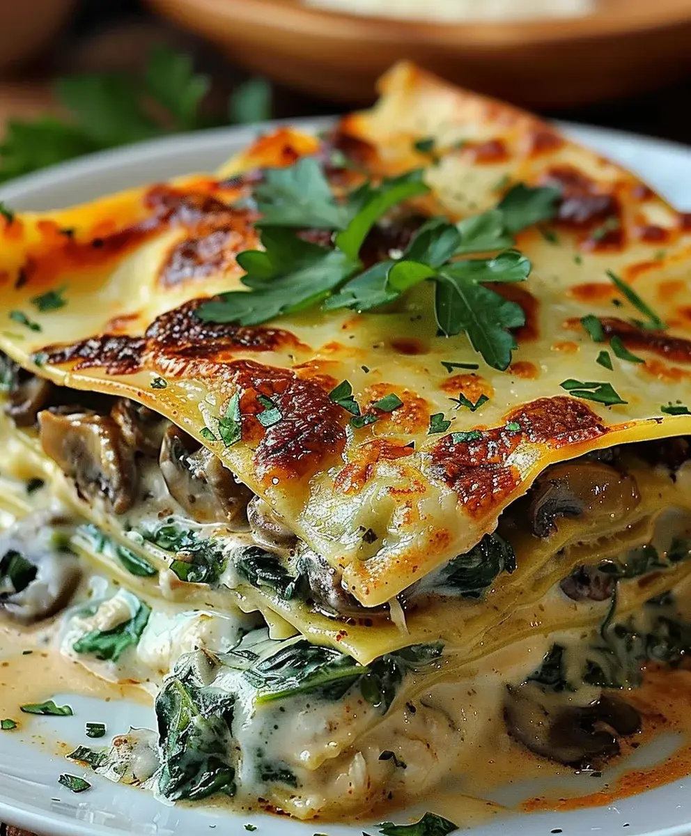 vegetarische lasagne spinat pilze rezept