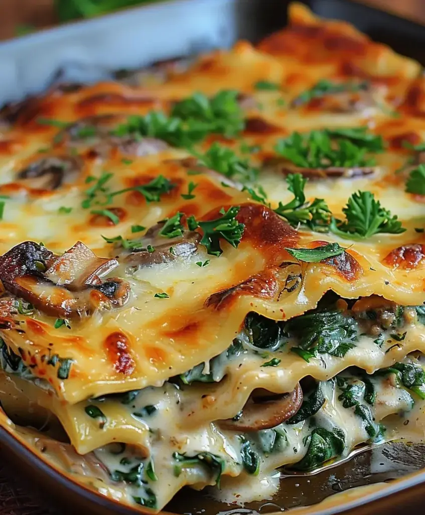 vegetarische lasagne spinat pilze rezept