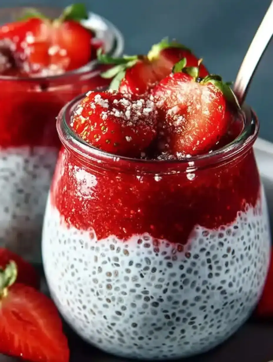 Chia-Pudding mit Skyr & Erdbeeren: Schnelles, gesundes & leckeres Dessert-Rezept von María 3 Chia Skyr Erdbeer gesunde Dessert