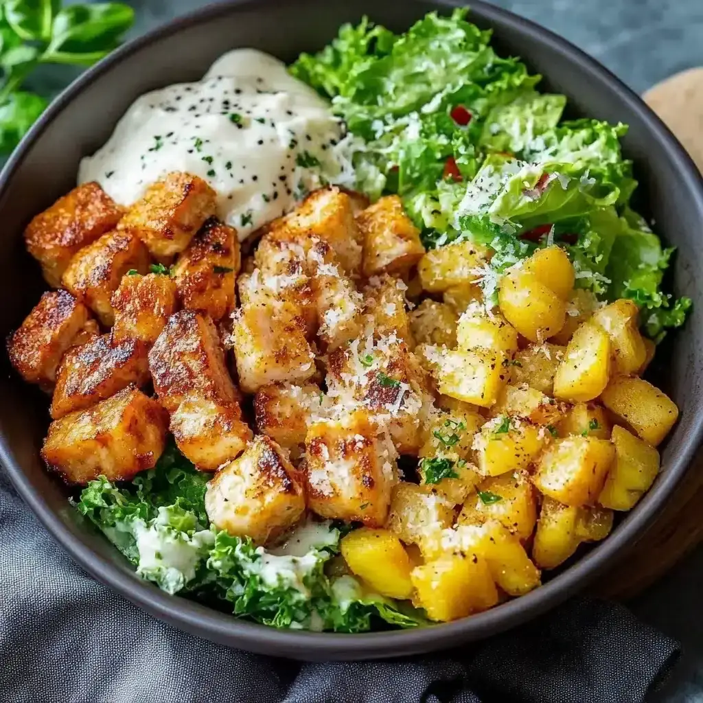 Knuspriges Hähnchen Caesar Bowl Rezept