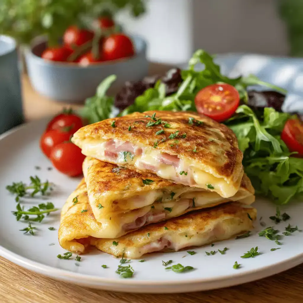 Kohlenhydratarme Schinken Mozzarella Pfannkuchen