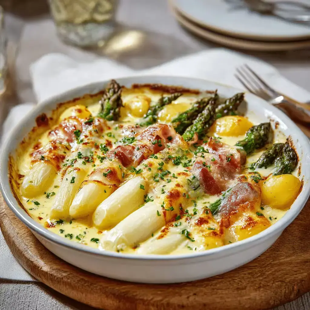Spargel Schinken Auflauf einfaches Rezept