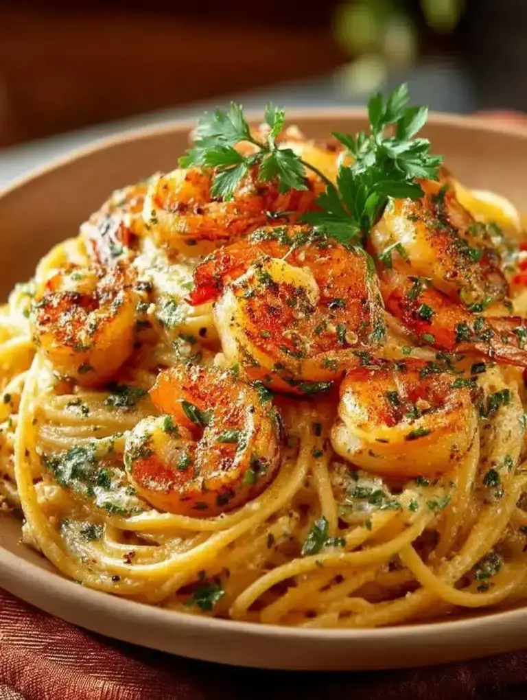 Cremige Knoblauch-Garnelen-Pasta